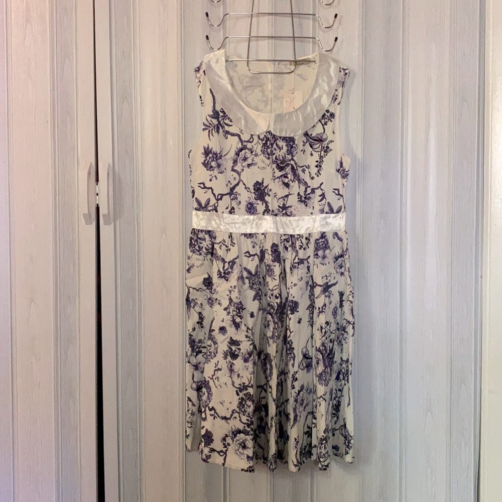 Floral and Blue Vintage Style Dress